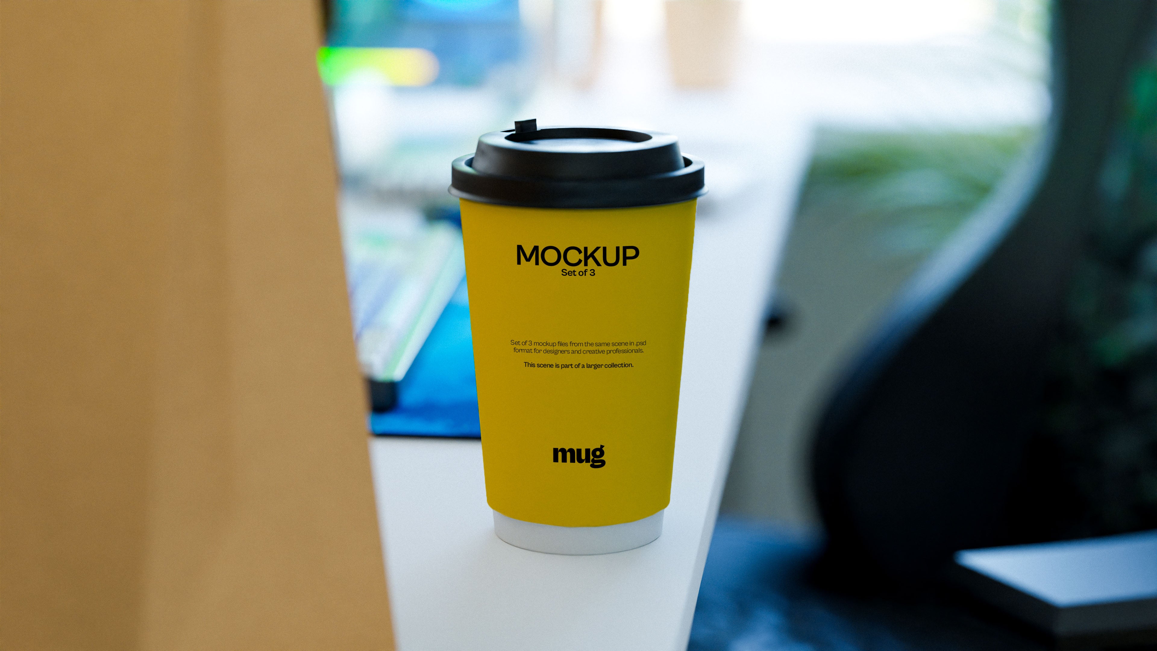 Paper Coffee Cup Mockup Bundle – 3 PSDs in Bright Natural Light | Lumen Collection
