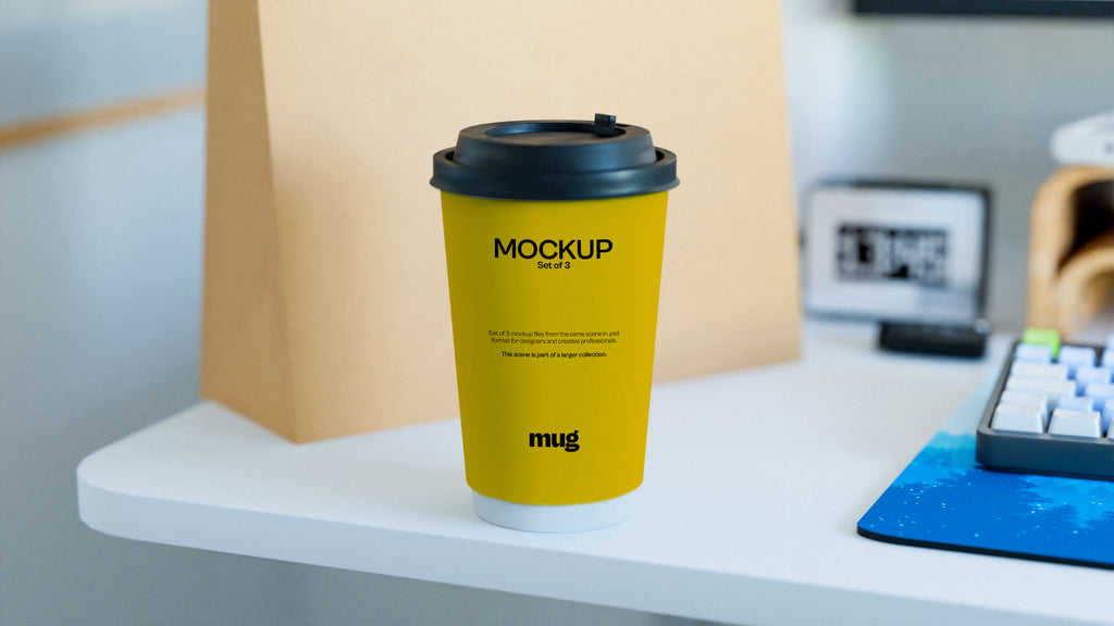 Paper Coffee Cup Mockup Bundle – 3 PSDs in Bright Natural Light | Lumen Collection