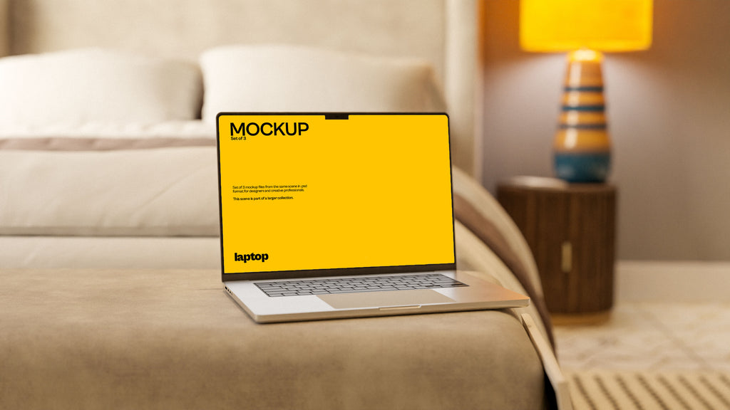 MacBook Screen Mockup Bundle – 3 PSDs in Elegant Minimal Scene | Seraphic Collection