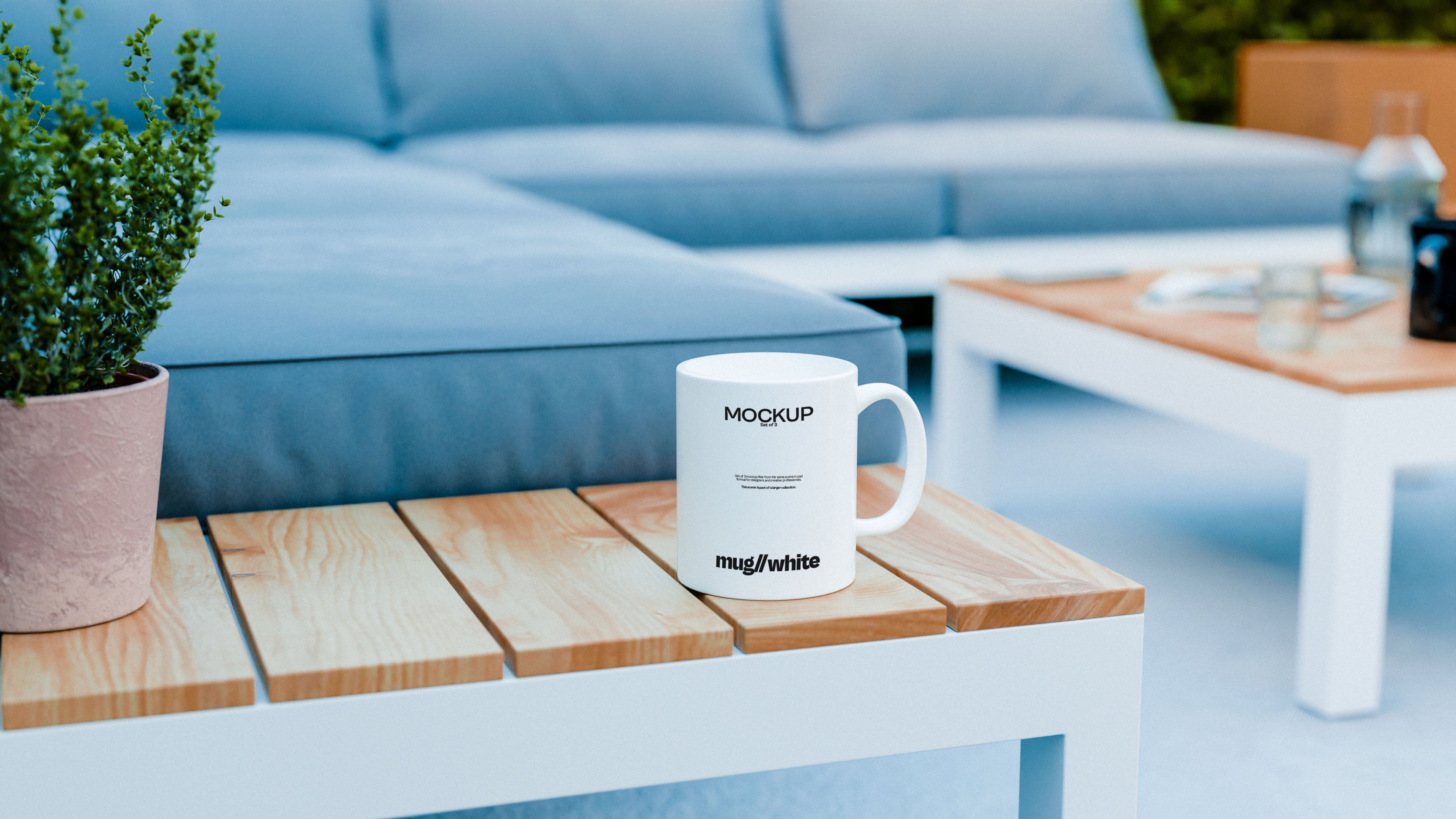 White Sublimation Mug Mockup Bundle – 3 PSDs in Soft Minimal Scene | Elysian Collection