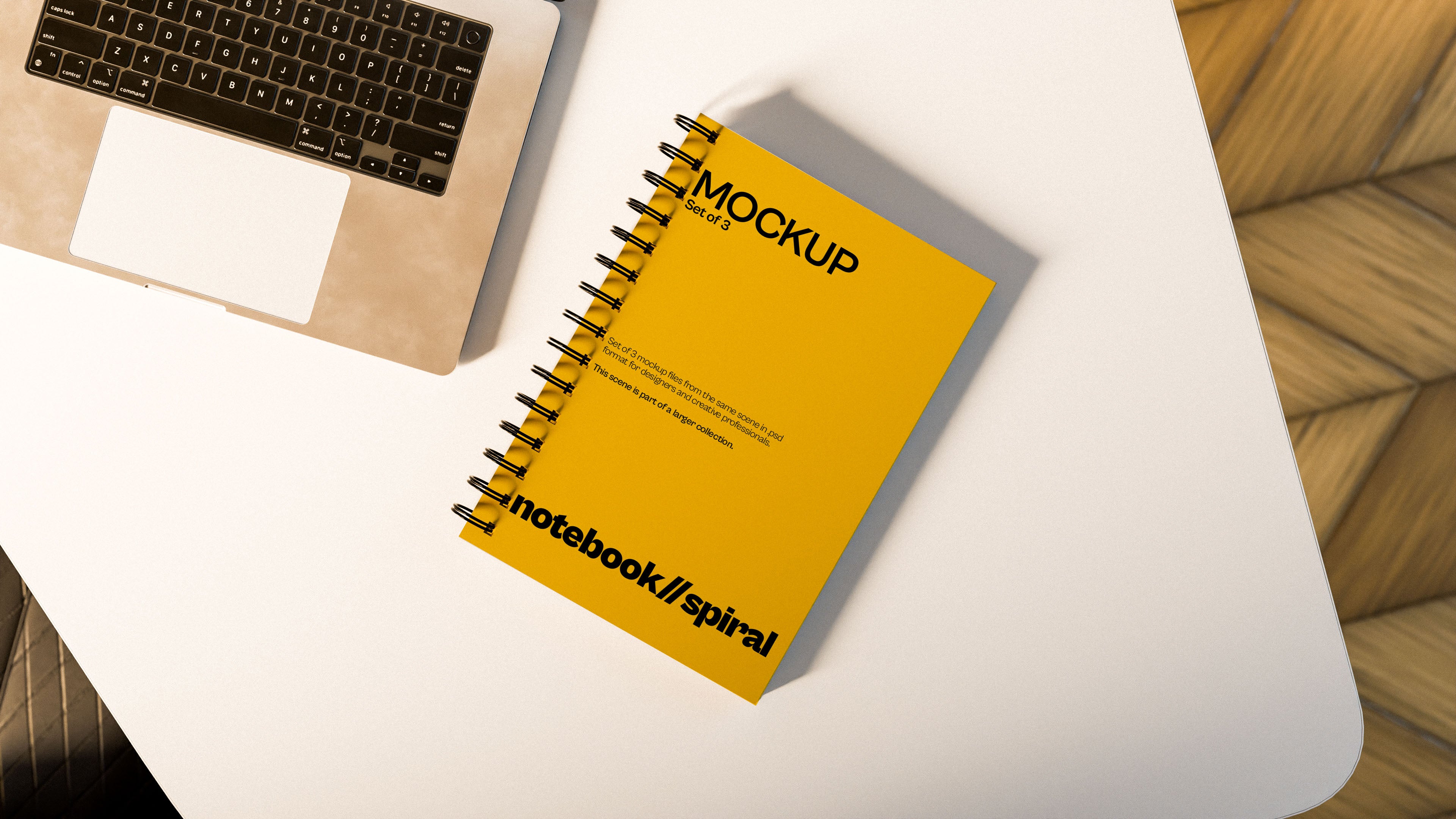 Spiral Notebook Mockup Bundle – 3 PSDs in Bright Lifestyle Setting | Waves and Wheels Collection