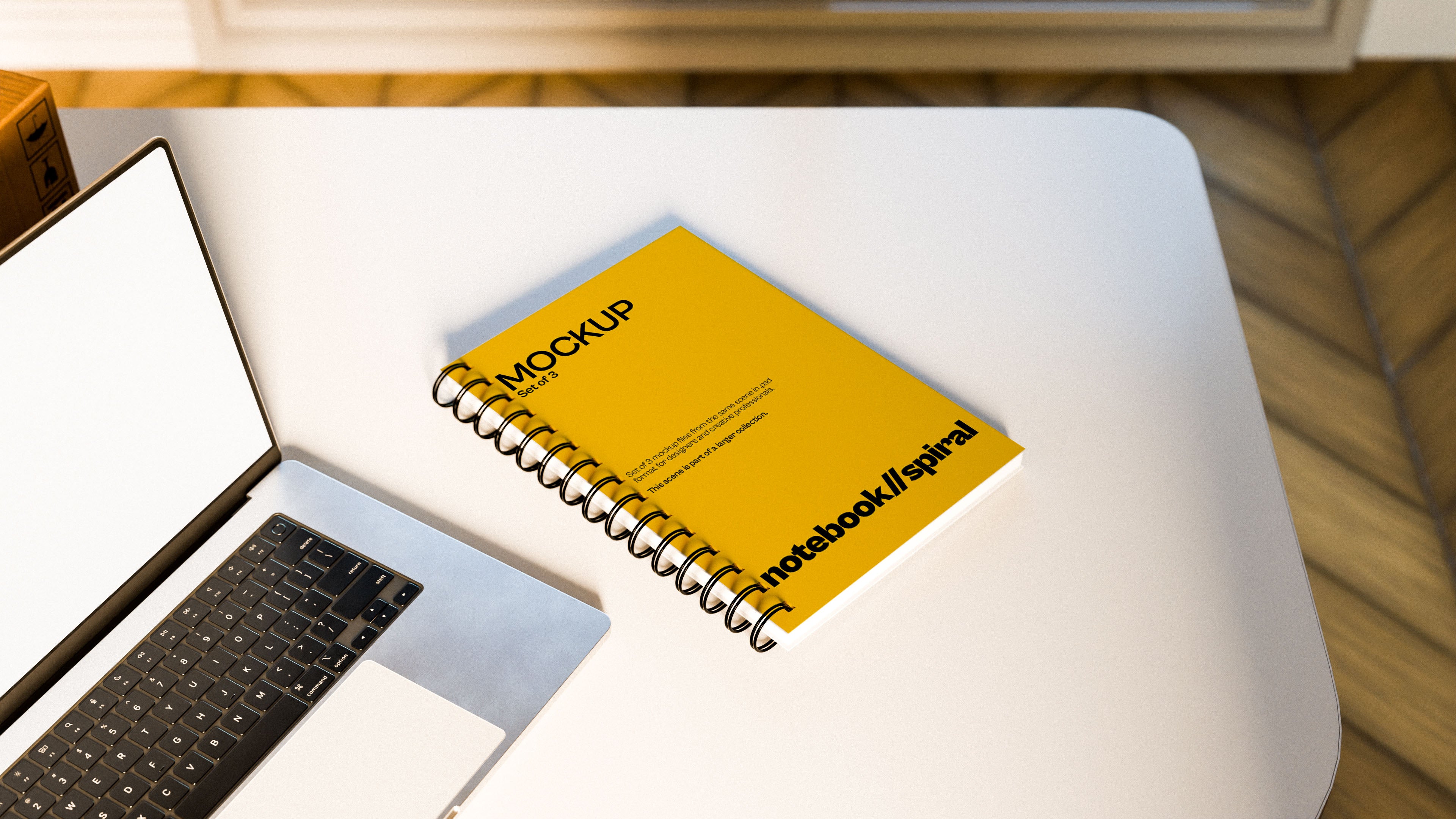 Spiral Notebook Mockup Bundle – 3 PSDs in Bright Lifestyle Setting | Waves and Wheels Collection
