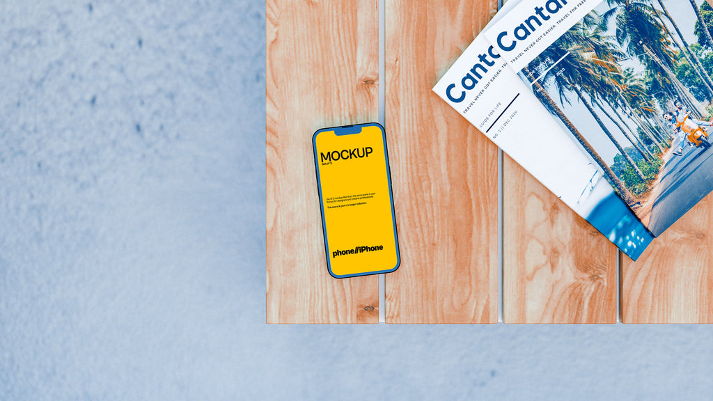 iPhone Screen Mockup Bundle – 3 PSDs on Lawn Table | Elysian Collection