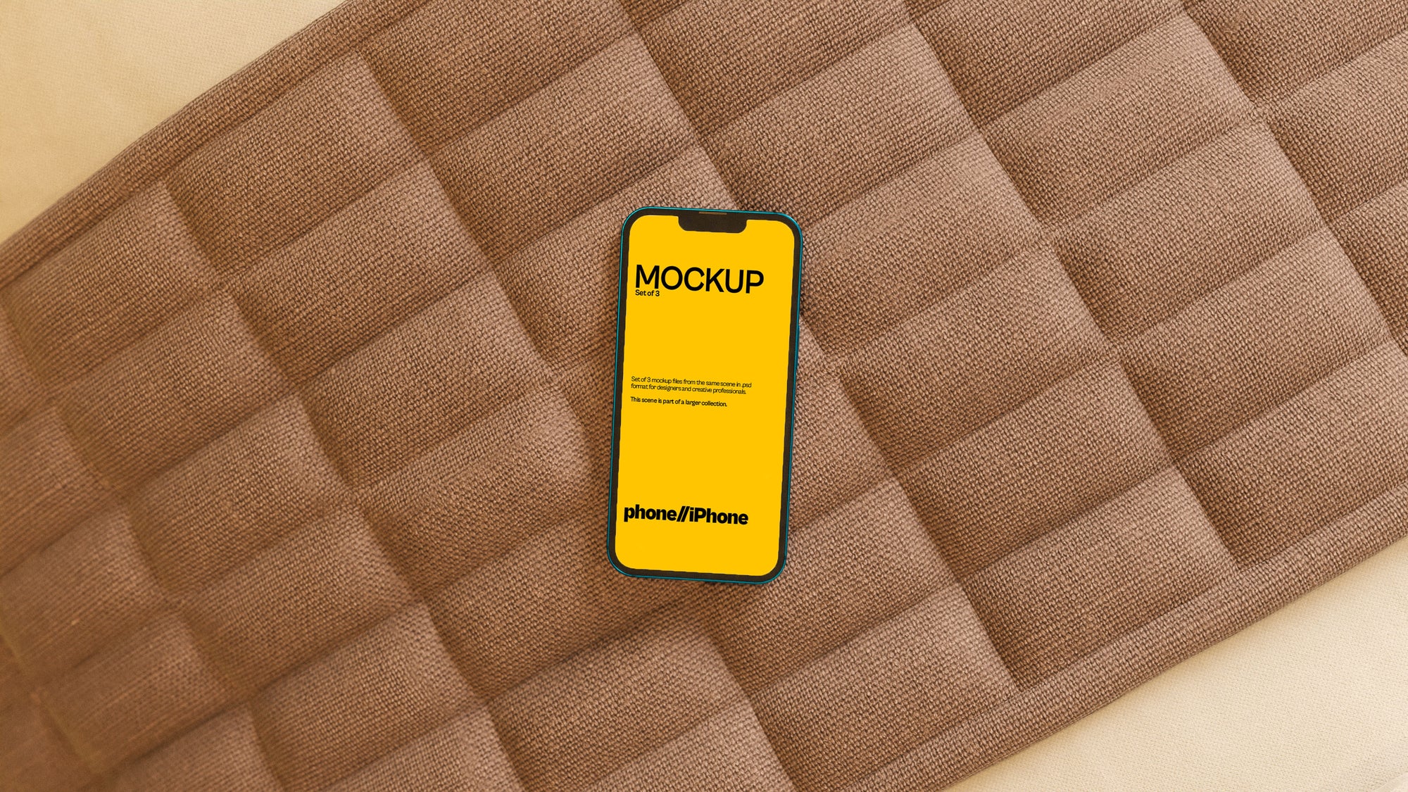 iPhone Screen Mockup Bundle – 3 PSDs on Bed | Seraphic Collection