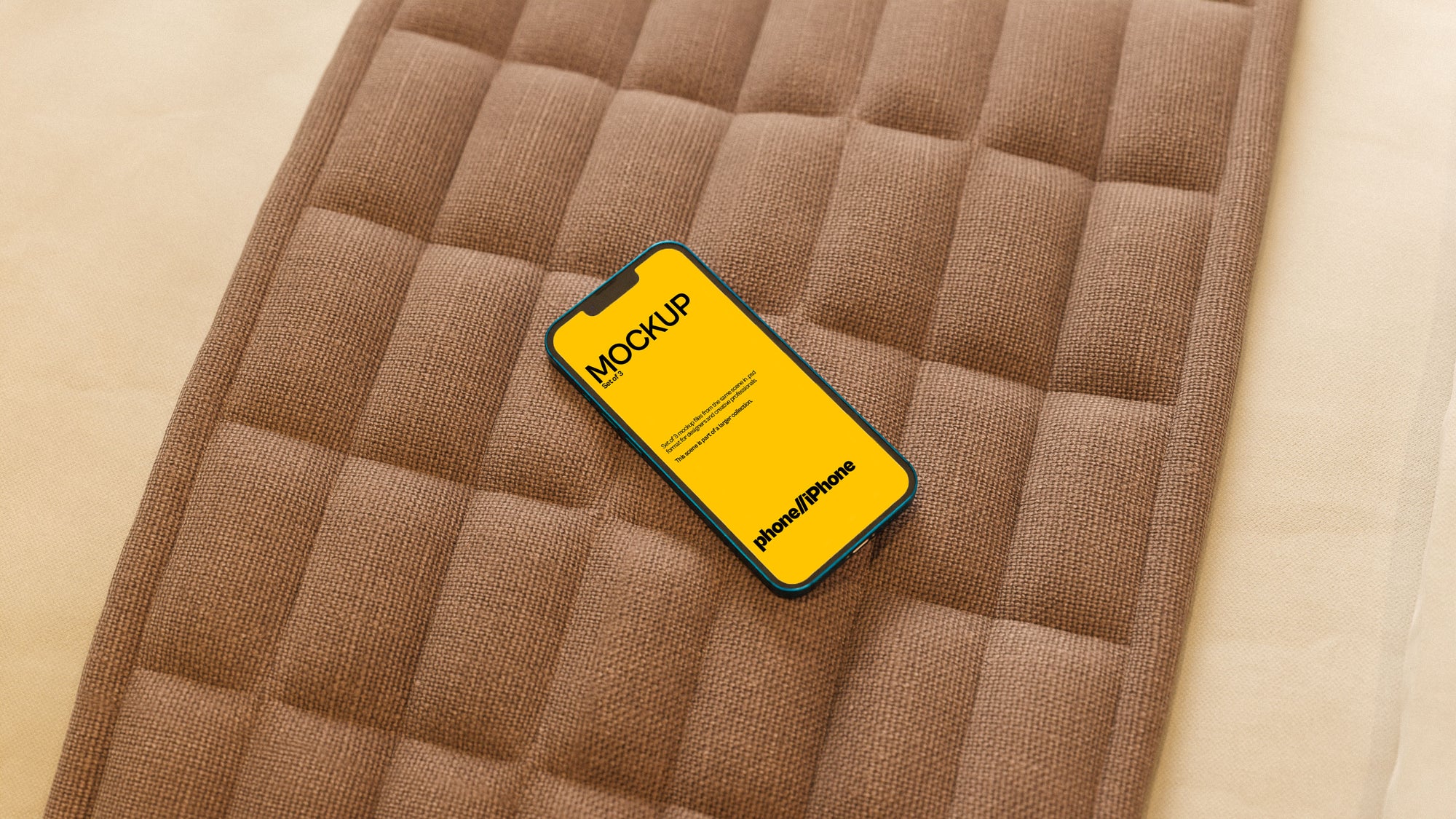iPhone Screen Mockup Bundle – 3 PSDs on Bed | Seraphic Collection