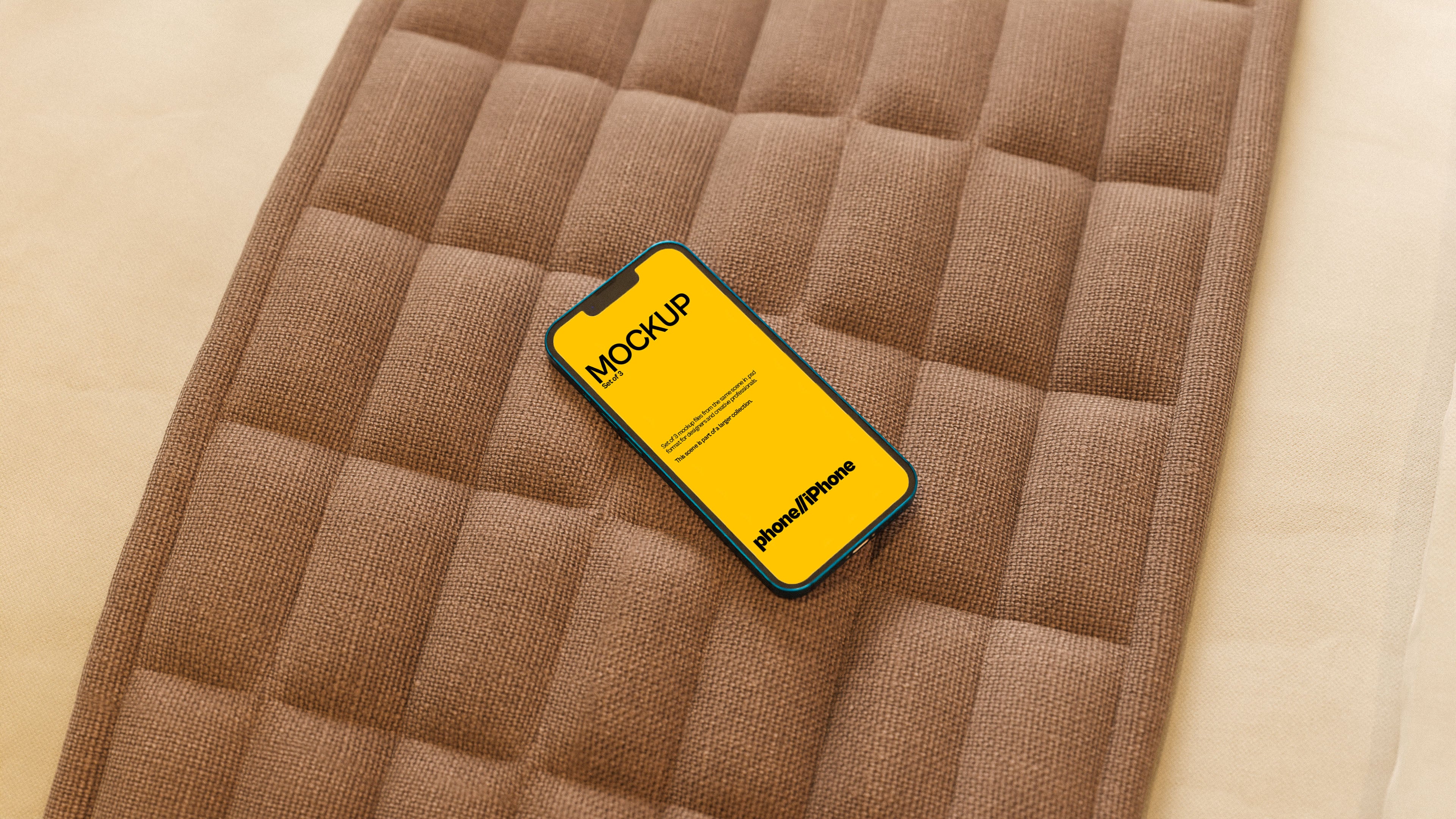 iPhone Screen Mockup Bundle – 3 PSDs on Bed | Seraphic Collection