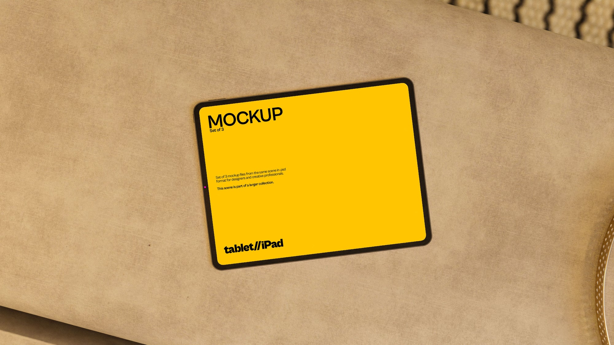 iPad Screen Mockup Bundle – 3 PSDs in Elegant Soft Scene | Seraphic Collection