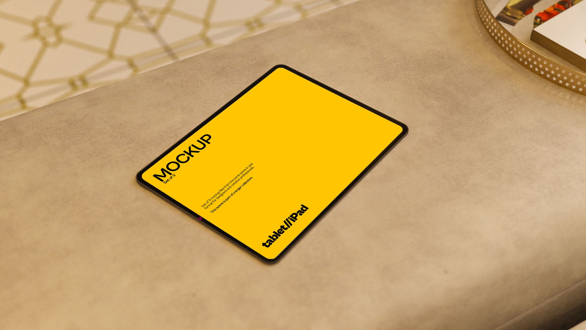 iPad Screen Mockup Bundle – 3 PSDs in Elegant Soft Scene | Seraphic Collection