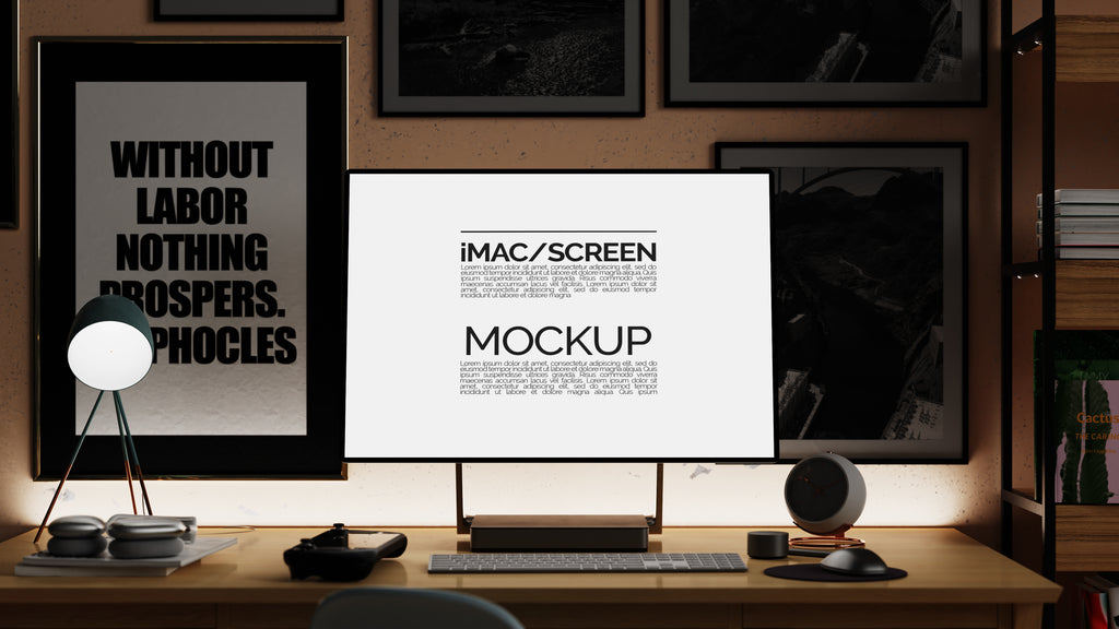 iMac Screen Mockup Bundle – 3 PSDs in Moody Desk Scene Kindle Collection