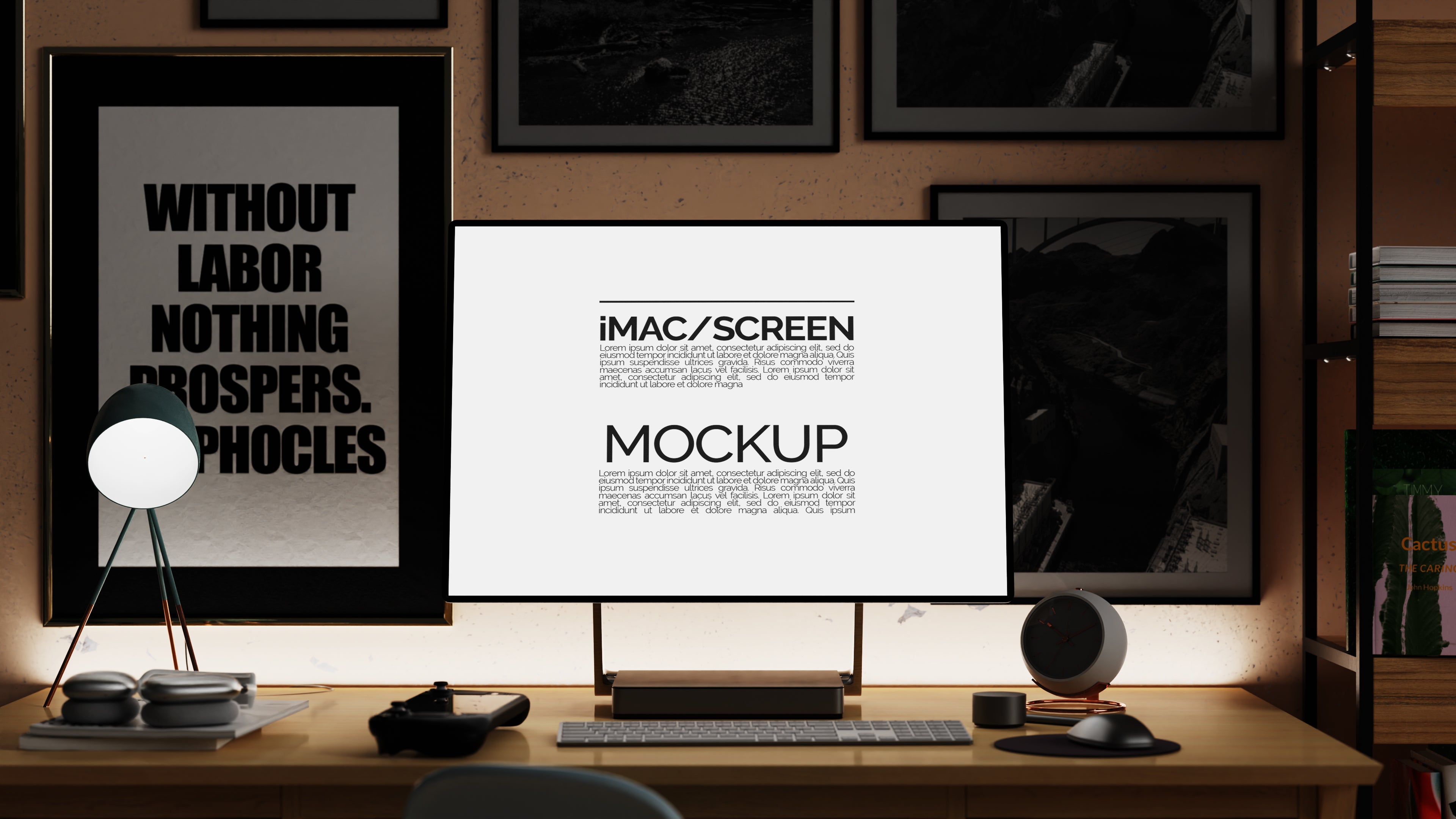 iMac Screen Mockup Bundle – 3 PSDs in Moody Desk Scene Kindle Collection