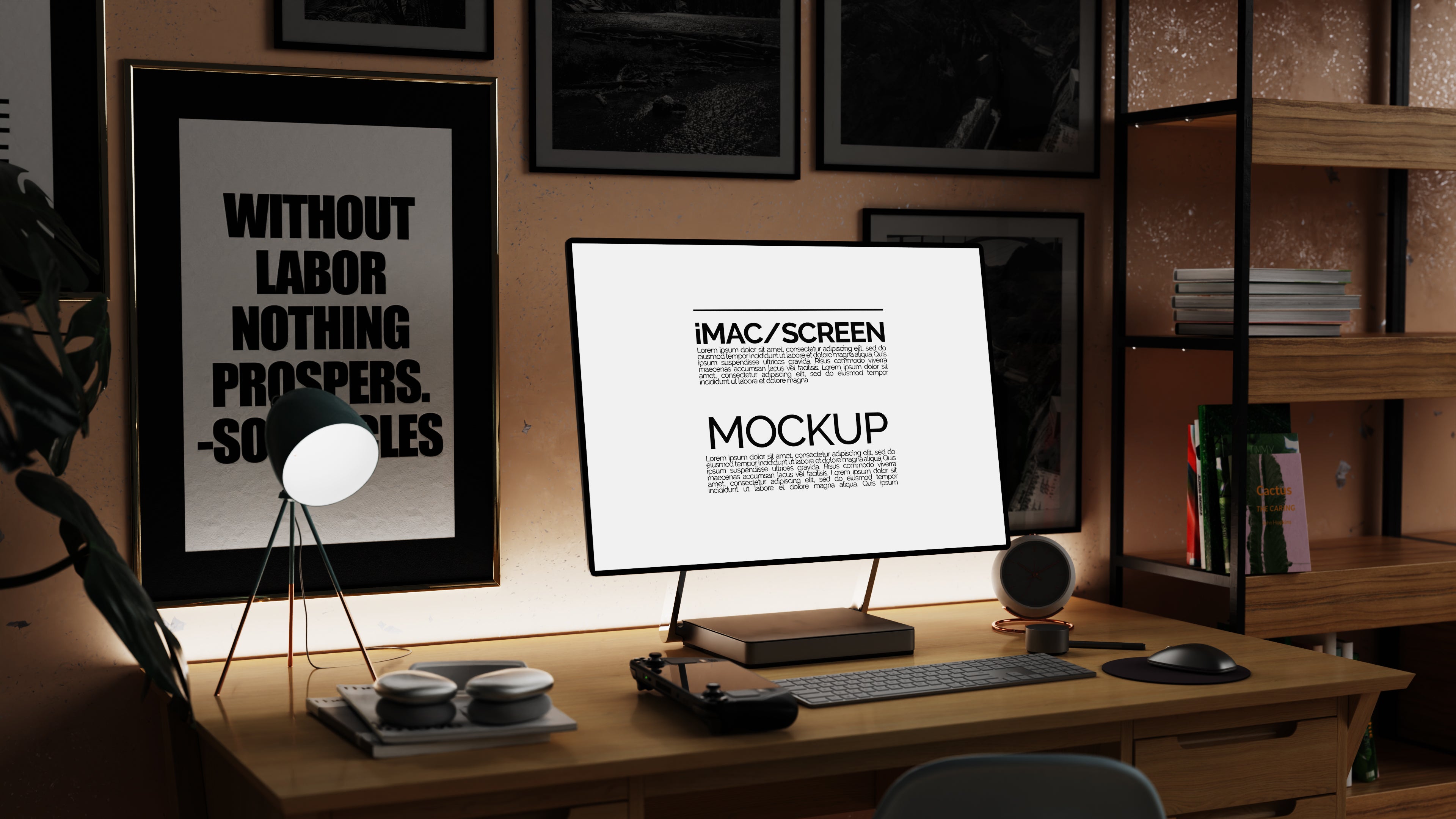 iMac Screen Mockup Bundle – 3 PSDs in Moody Desk Scene Kindle Collection